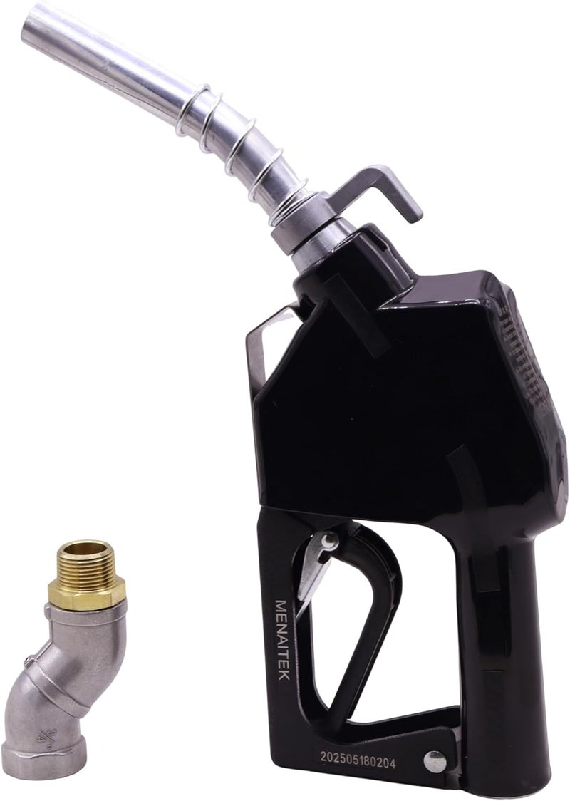MENAITEK 3/4" Red NPT Fuel Transfer Nozzle Kit - Auto Shut Off Fuel Nozzle W/Fuel Hose Swivel, 16 GPM High Flow, 360° Swivel, 13/16 in Spout w/ 3-Gear Padlock (Diesel, Gasoline, Kerosene) - Image 1